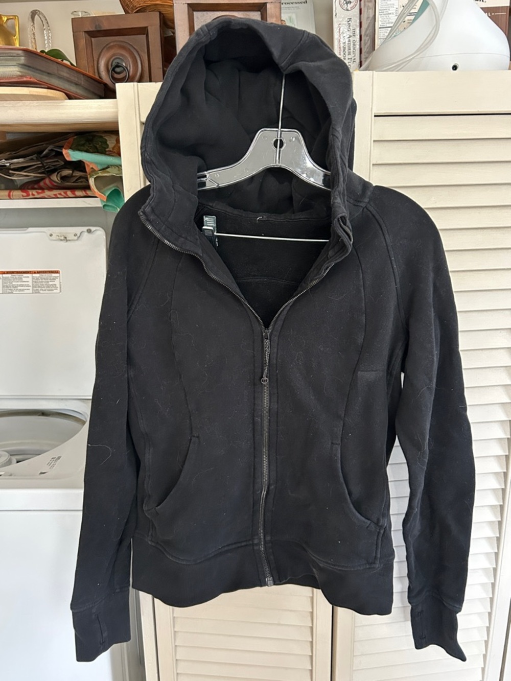 Lululemon Black scuba original old faded full Zip-Up Hooded Sweatshirt